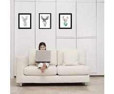 Walplus Hirschkopf Elch Wandkunst Holzrahmen, Vinyl, Mehrfarbig, 42.6 X 32.6 X 1,5 CM