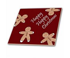 3dRose CT 63626 _ 5 Happy Happy Christmas Lebkuchen Herren Cookies-Glass Fliesen, 4-Zoll