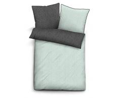 biberna 0840500 Melange-Flanell Uni Bettwäsche Garnitur mit Kopfkissenbezug mit Paspel (Baumwolle) 1x 155x220 cm + 1x 80x80 cm, schilfgrün