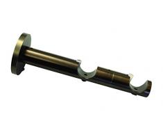 GARDINIA Doppel-Kombiträger mit Metallmontageplatte für Gardinenstangen, 2-läufig, Offen, Alle Montage-Teile inklusive, Serie Chicago, Durchmesser 20 mm, Bronze