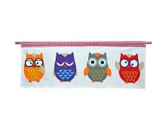 Abreeze Dekorativer Küchen-Vorhang, Café-Vorhang, Esszimmer-Vorhang, Küchen-Vorhang, Etage & Volant 55 W X 27 L 1 Panel Rod Pocket Owl