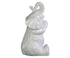 Urban Trends Keramik Trompeten und Aufrichten Elefant Figur mit Arms Crossed in LG Glanz-Finish, Weiß
