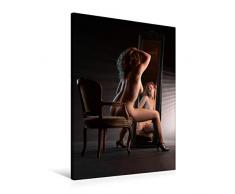 Premium Textil-Leinwand 60 cm x 90 cm hoch Selbstverliebt und nackt im Spiegel