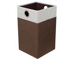 Zusammenklappbarer Wäschekorb mit Griffen für schmutzige Kleidung, von BirdRock Home braun/weiß