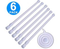 SIQUK 6 Pack Schrank Bars Verstellbar Spring Spannstangen Weiß Kühlschrank Bar Ausziehbar Stab für DIY Projekte, 39,9 cm 71,1 cm