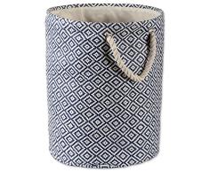 DII Geo Diamond gewebtes Papier Wäschesammler oder Aufbewahrungskorb Rund Small Round Nautical Blue