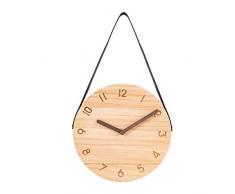 Wanduhr Retro Analog Uhr mit Aufhängeband, geräuschlose Holzuhr für Schlafzimmer, Wohnzimmer, Küche, Café, Büro, 25,4 cm, helles Holz