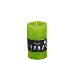 Spaas 12 Rustikale Stumpenkerzen ohne Duft, Paraffinwachs Fresh Green, D 48 mm x H 80 mm