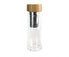 Saveur et Dégustation ka2117 Teesieb doppelwandig Stöpsel, Bambus + Glas, braun, 7,2 x 7,2 x 21,3 cm