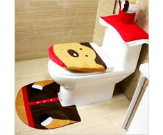 Alimitopia Weihnachten Santa Badezimmer WC-Sitz Cover und Teppich Set für Badezimmer Weihnachtsschmuck (3 Stück) Wapiti