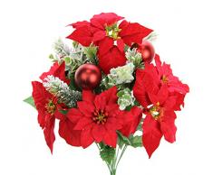Admired By Nature GPB0707-RD/WT Weihnachtsstern, Kunstsamt, Weihnachtsstern, Nelke, Beere Weihnachtsstern in Rot