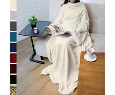 PAVILIA Deluxe Fleece Decke mit Ärmeln für Erwachsene, Herren, und Women| Elegante, Cozy, warm, extra weich, Plüsch, funktional, leicht tragbar Überwurf 50 x 70 inches Navy