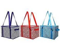 Earthwise Deluxe faltbare, wiederverwendbare Einkaufskiste, Einkaufstaschen-Set mit verstärktem Boden, Aufbewahrungsboxen, Würfel (2 Stück)