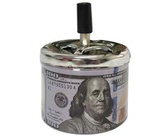 NewFeru rauchfreie Metalldose zum Herunterschieben von Zigaretten Zigarren mit drehbarem Deckel, tragbarer Aschenbecher für Zuhause, Tisch, Terrasse, Sand, Auto, Auto, Außenbereich, Innenbereich 3.5LX3.5WX4.7H Dollar Sign 100