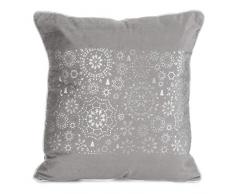 Eurofirany Kissenbezüge Kissenhüllen Couchkissenbezüge Sofakissenbezüge Weihnachten Christmas Schneeflocken Dekorationskissen Doppelpack 2er Set Kopfkissenbezüge Dekokissen, Silber, 40x40cm