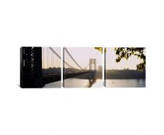 iCanvasART George Washington Bridge über den Fluss, New York City von Panorama Bilder 3-teilig Leinwand Kunstdruck, 36 12 Zoll