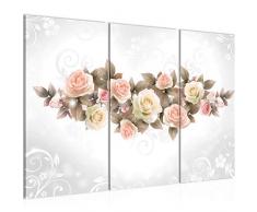 Bilder Blumen Rosen Wandbild 120 x 80 cm Vlies - Leinwand Bild XXL Format Wandbilder Wohnzimmer Wohnung Deko Kunstdrucke Rosa 3 Teilig - MADE IN GERMANY - Fertig zum Aufhängen 022331c