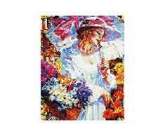 Diamond Vollbedeckung mit Holzrahmen Painting Set Bild 40 x 50 Diamant Malerei Stickerei Handarbeit Basteln Mosaik Steine Blumen Korb Haus am Bach (GJ729)