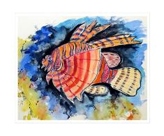 Betsy Drake Betsy s Fische Löwe Wand-Außenleuchte hängend, 61 x 76,2 cm