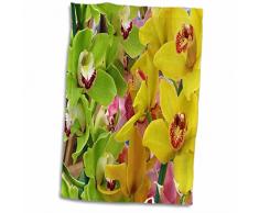 3dRose Handtuch mit tropischen Orchideen, 38,1 x 55,9 cm, Grün/Gelb