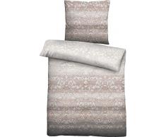 biberna 0004401 Feinbiber Komfort Bettwäsche Garnitur mit Kopfkissenbezug (Baumwolle) 1x 135x200 cm + 1x 80x80 cm, Perlmutt