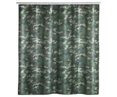 Wenko Duschvorhang Camouflage waschbar, wasserabweisend mit 12 Duschvorhangringen, Polyester, Mehrfarbig, 200 x 180 cm