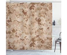 Camo Vorhang für die Dusche von ambesonne, klassischen Deutschland Camouflage Muster Forest Jungle Military Farben, Stoff Badezimmer Decor Set mit Haken, dunkelgrün hellgrün braun, Textil, Multi 29, 69W x 75L
