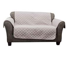 Quick Fit Reynolda Bezug für Loveseat aus Mikrofaser, wendbar, wasserfest, mit Gurtschnallen, silberfarben, Schwarz/Silber, Cover