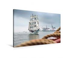 Premium Textil-Leinwand 90 x 60 cm Quer-Format Großsegler Artemis vor dem Jade Weser Port | Wandbild, HD-Bild auf Keilrahmen, Fertigbild auf hochwertigem Vlies, Leinwanddruck von Rainer Ganske Fotografie