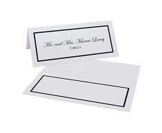 Dokumente und Designs Single Line Bordüre Easy Print Tischkarte, Pearl Weiß Schwarz