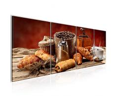 Bilder Küche Kaffee Wandbild 160 x 50 cm Vlies - Leinwand Bild XXL Format Wandbilder Wohnzimmer Wohnung Deko Kunstdrucke Braun 4 Teilig - MADE IN GERMANY - Fertig zum Aufhängen 505046a