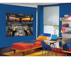 AG Design FTM 0809 Cockpit, Papier Fototapete - 160x115 cm - 1 Teil, Papier, multicolor, 0,1 x 160 x 115 cm