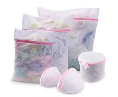 Lotus Home Wäschesack aus Netzstoff mit Premium Reißverschluss für Bluse, Strumpfhosen, Strümpfe, Unterwäsche, BH und Dessous weiß