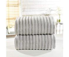 Rapport Handtuch-Set, gerippt, 100% Baumwolle, silberfarben, 2 Stück