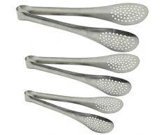 Vonty 3 Stück 7/9/27,9 cm Kochzange aus Edelstahl für Lebensmittel Servierzange für Buffet BBQ Kochen Grillen Servieren und Braten