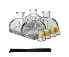 Feel Duft-Diffusor aus Glas Flaschen mit Kork Deckel, Set 10,2–8,9 cm hoch, 150 ml 5.1 oz Duft Zubehör für DIY Reed Diffusor Sets 2.9x2.9x3.5 Diffuser Rattan Sticks Black