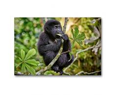 Premium Textil-Leinwand 90 x 60 cm Quer-Format süsser kleiner Berggorilla, Gorilla beringei beringei, Bwindi Impenetrable Nationalpark, Uganda, Afrika | Wandbild, HD-Bild auf Keilrahmen, Fertigbild auf hochwertigem Vlies, Leinwanddruck