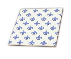 3dRose CT 22346 _ 3 blau Fleur de Lis auf einem cremefarbenen Hintergrund Christliches Symbol – Keramik Fliesen, 20,3 cm