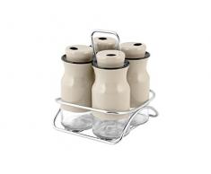 H+H Aroma Set Gewürzgläser Gewürzregal mit Ständer, beige, 5 Einheiten
