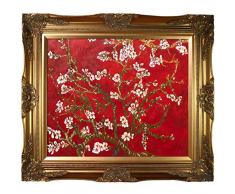 La Pastiche VGG2129-FR-6996G20X24 Ölgemälde, gerahmt, Mandelbaum in Blüte, Rubinrot, metallisch verziert, handbemalt