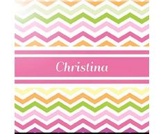 Rikki Knight Christina Keramikfliese mit Namen 10 x 10 cm, Pink Chevron