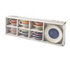 Home 731303 100 Righe Espressotasse mit Untertasse, Stoneware, c95