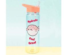 Fizz Creations Puffer Fish Wasserflasche, 640 ml, Plastik, Transparent mit mehrfarbigem Design, 23cm (H), (W) x 7cm (D)