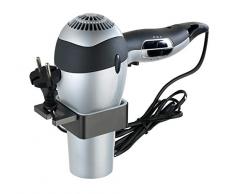 WENKO Haartrocknerhalter Montella - Haartrockner Wandhalter zum Schrauben, rostfrei, Aluminium, 12 x 3 x 12 cm, anthrazit