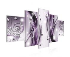 Bilder Abstrakt Bild Wandbild 200 x 100 cm Vlies - Leinwand Bild XXL Format Wandbilder Wohnzimmer Wohnung Deko Kunstdrucke Violett 5 Teilig - MADE IN GERMANY - Fertig zum Aufhängen 017951b