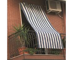 GEMITEX gestreiftes Sonnensegel, blau, 150 x 290 cm, Baumwolle