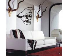 INDIGOS 4052166180030 Wandtattoo w945 Triabal Totenschädel mit Polizeimütze Wandaufkleber, 96 x 85 cm, orange