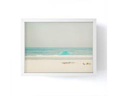 Society6 Mini-Kunstdruck Ingrid Beddos, türkisfarbener Strandschirm, gerahmt, 10,2 x 7,6 cm, Weiß 4 x 3 weiß