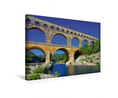 Calvendo Premium Textil-Leinwand 45 cm x 30 cm quer, Pont du Gard | Wandbild, Bild auf Keilrahmen, Fertigbild auf echter Leinwand, Leinwanddruck: Provence Orte Orte