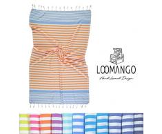 LOOMANGO 100 % Baumwolle, sehr weich, türkische Handtücher Galileo Orange-sky Blau